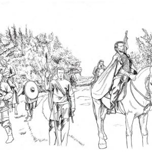 On the Way to the Battle Pen Drawing - A4 Print (Copy)