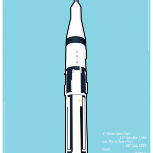A vector graphic illustration of the Saturn 1b Rocket 