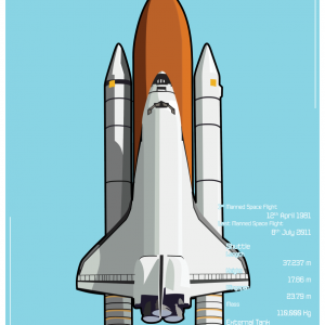 A vector graphic image of a space shuttle