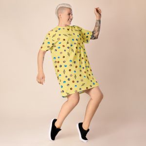 Planets Pattern T-Shirt Dress, Light