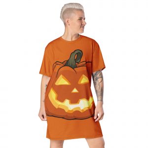 Pumpkin Large Print T-shirt dress