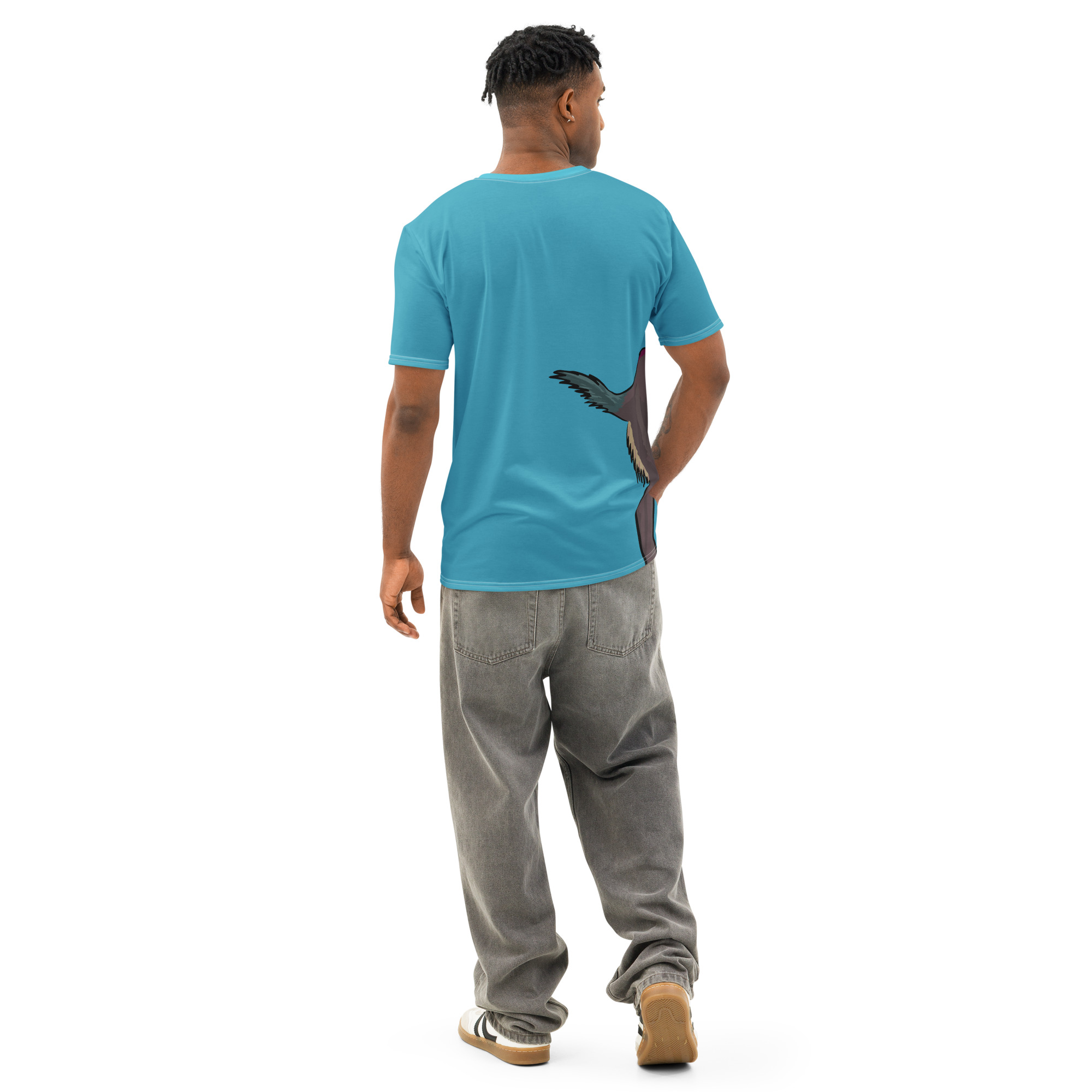 Velociraptor Large Print Cotton T-Shirt (Men's) - Image 5