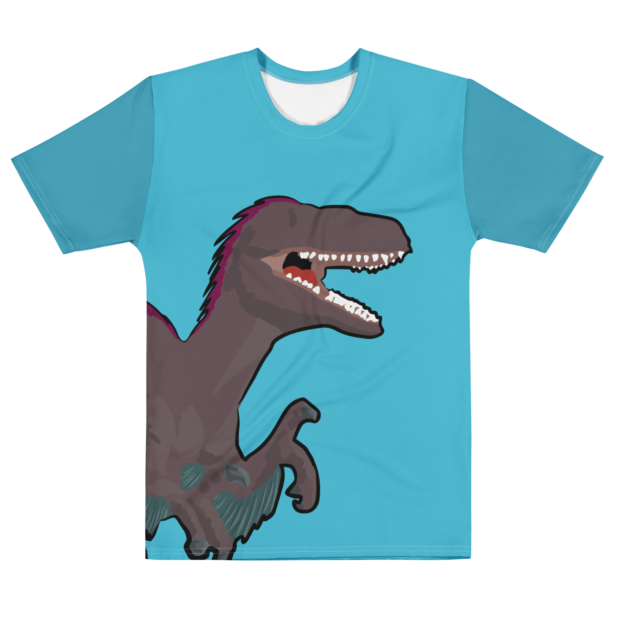 Velociraptor Large Print Cotton T-Shirt (Men's) - Image 2