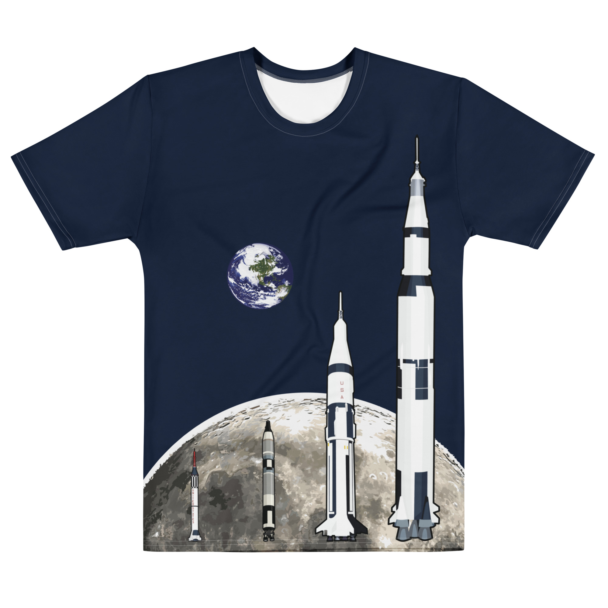 We Choose to Go to The Moon Men’s cotton crew neck t-shirt - Image 2