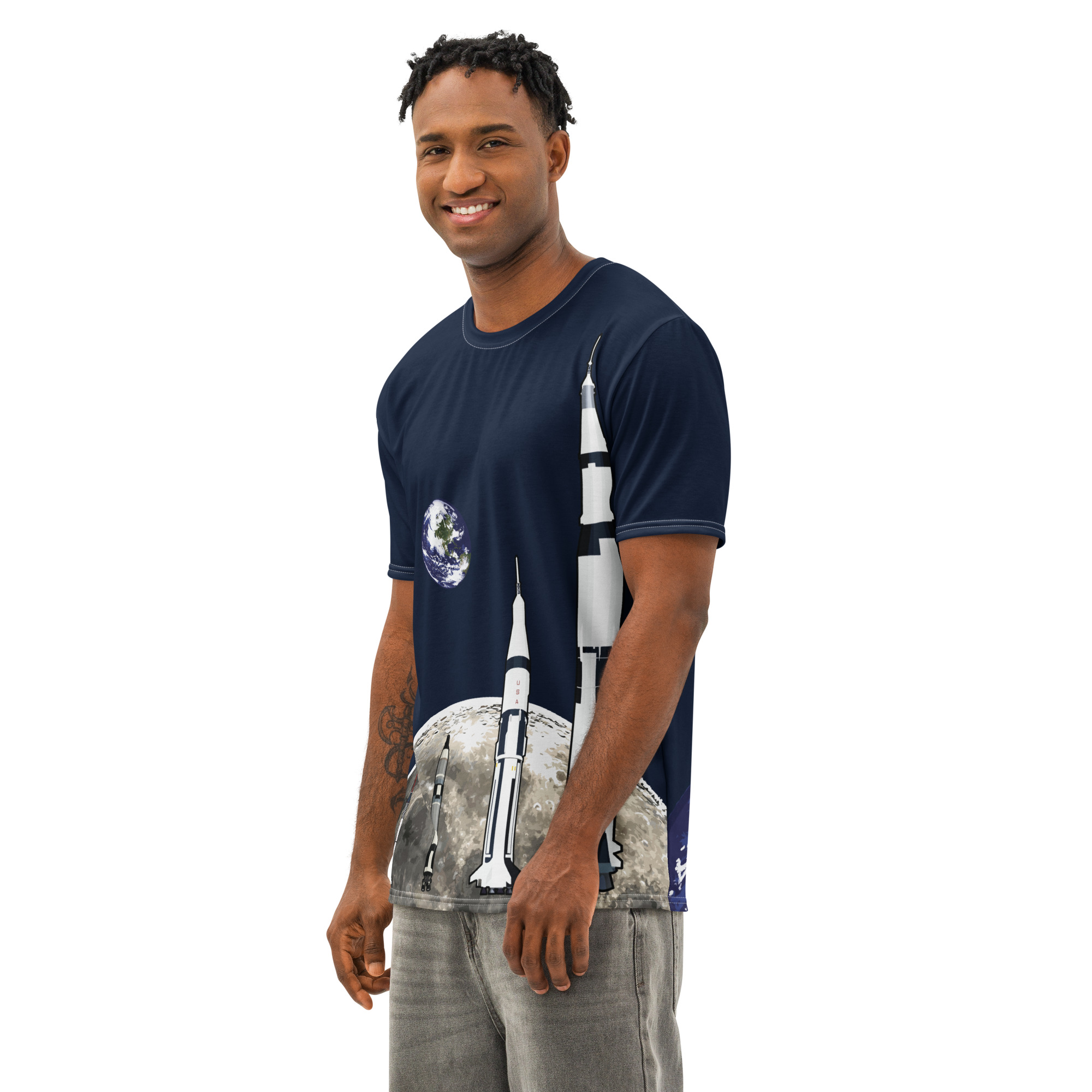 We Choose to Go to The Moon Men’s cotton crew neck t-shirt - Image 5