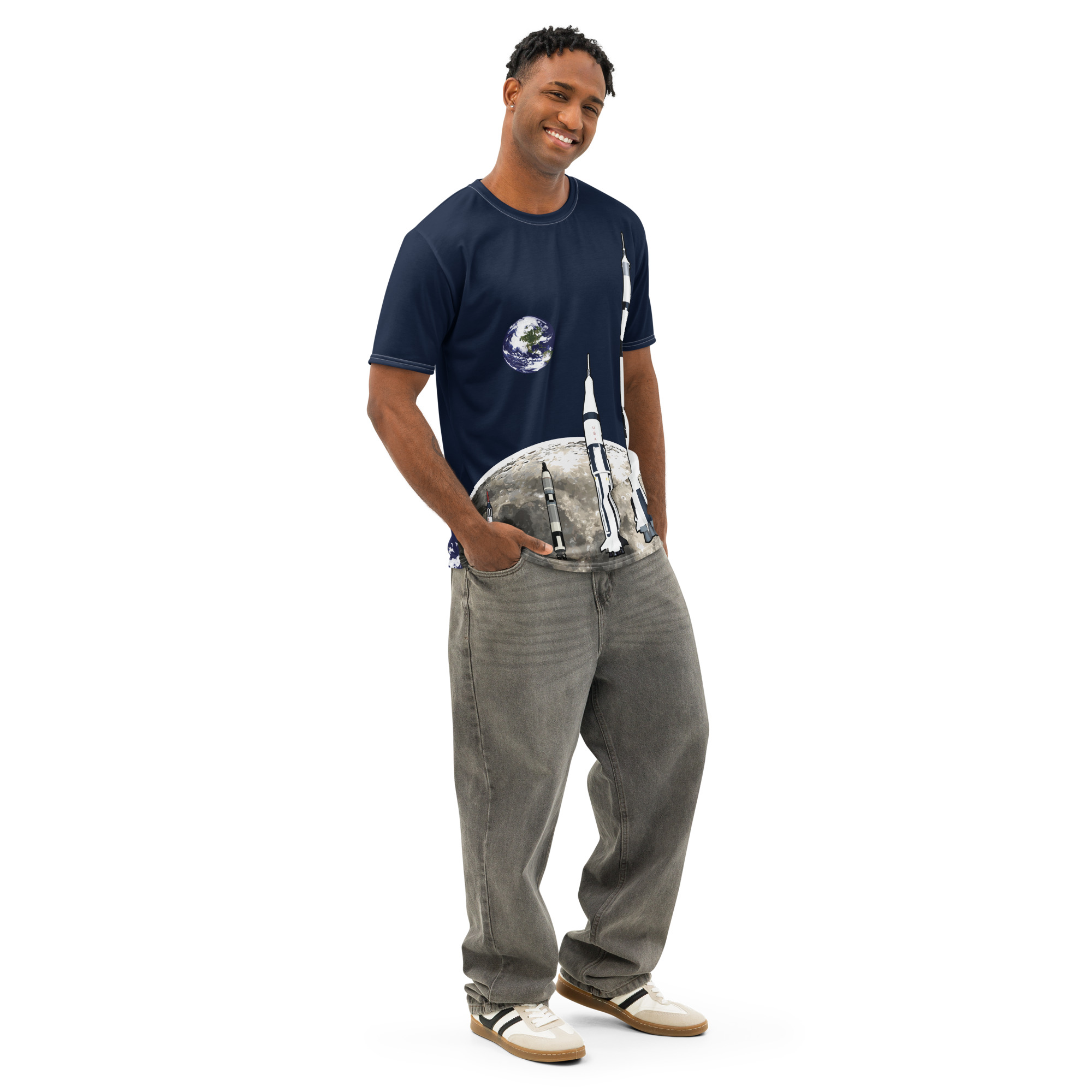 We Choose to Go to The Moon Men’s cotton crew neck t-shirt - Image 6