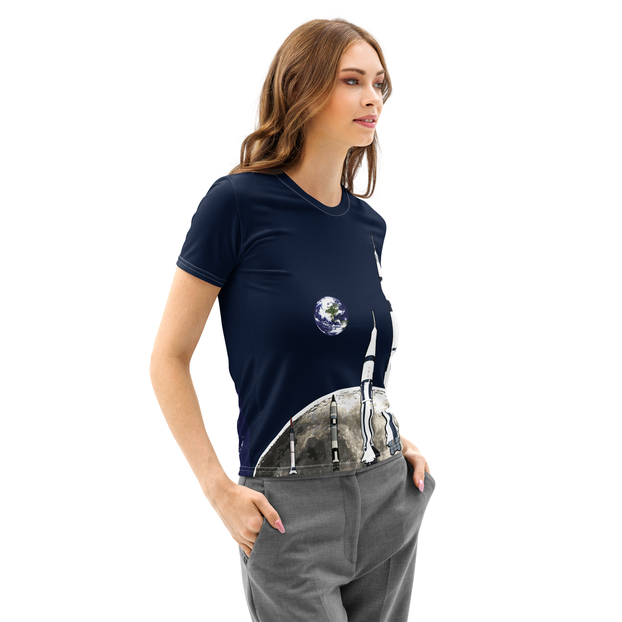 We Choose to Go to The Moon Women’s cotton crew neck t-shirt - Image 6