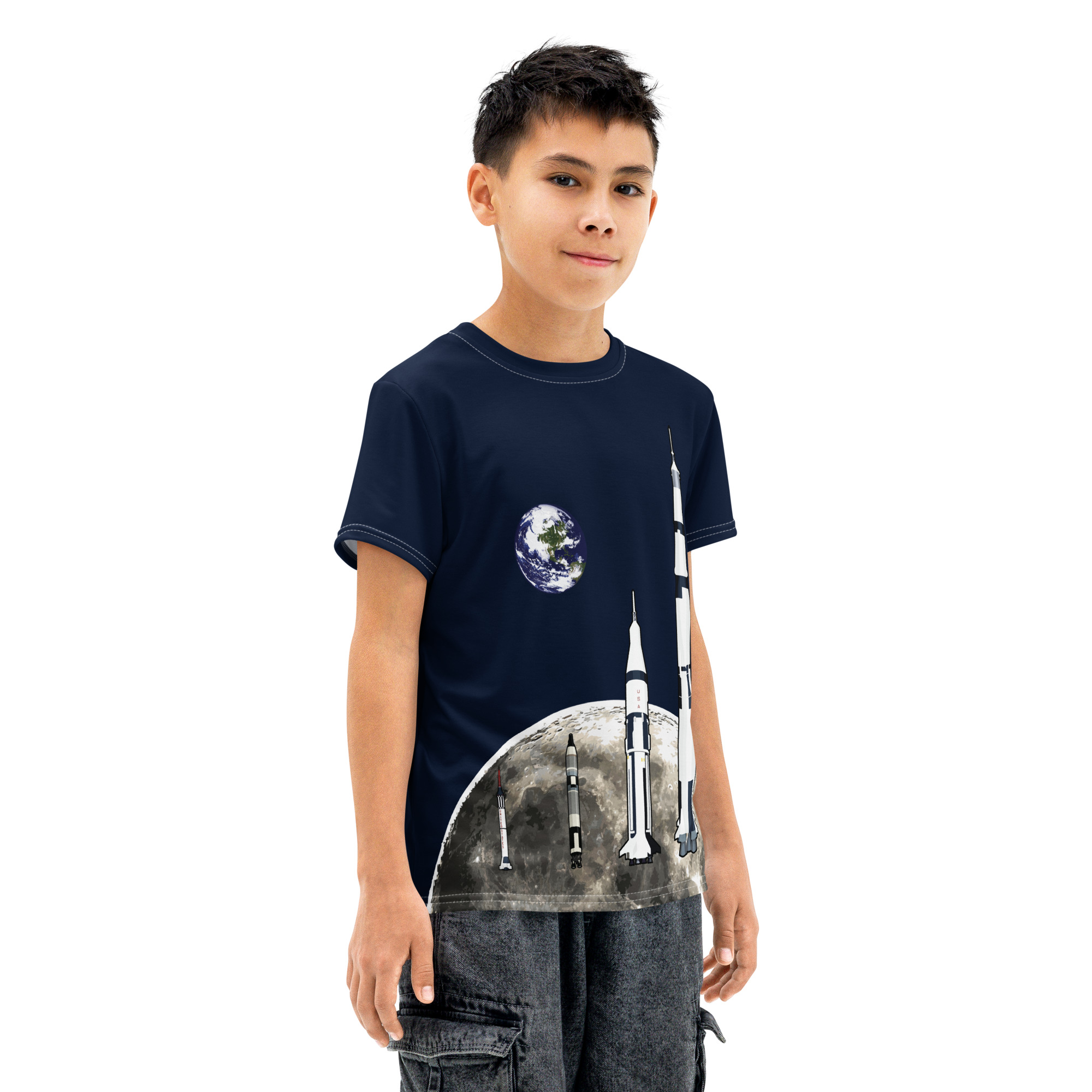 We Choose to Go to The Moon Youth cotton crew neck t-shirt - Image 6