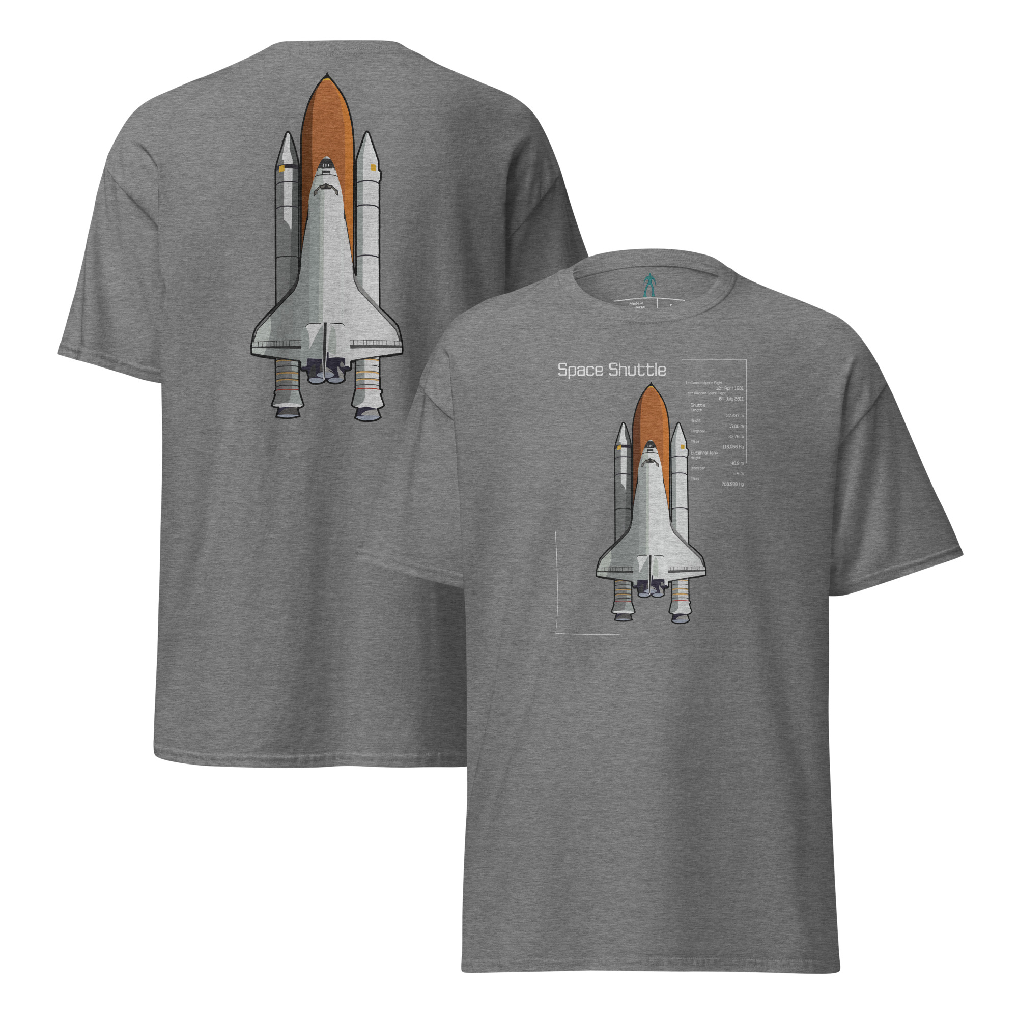Space Shuttle Info T-Shirt DELUX Unisex - Image 13