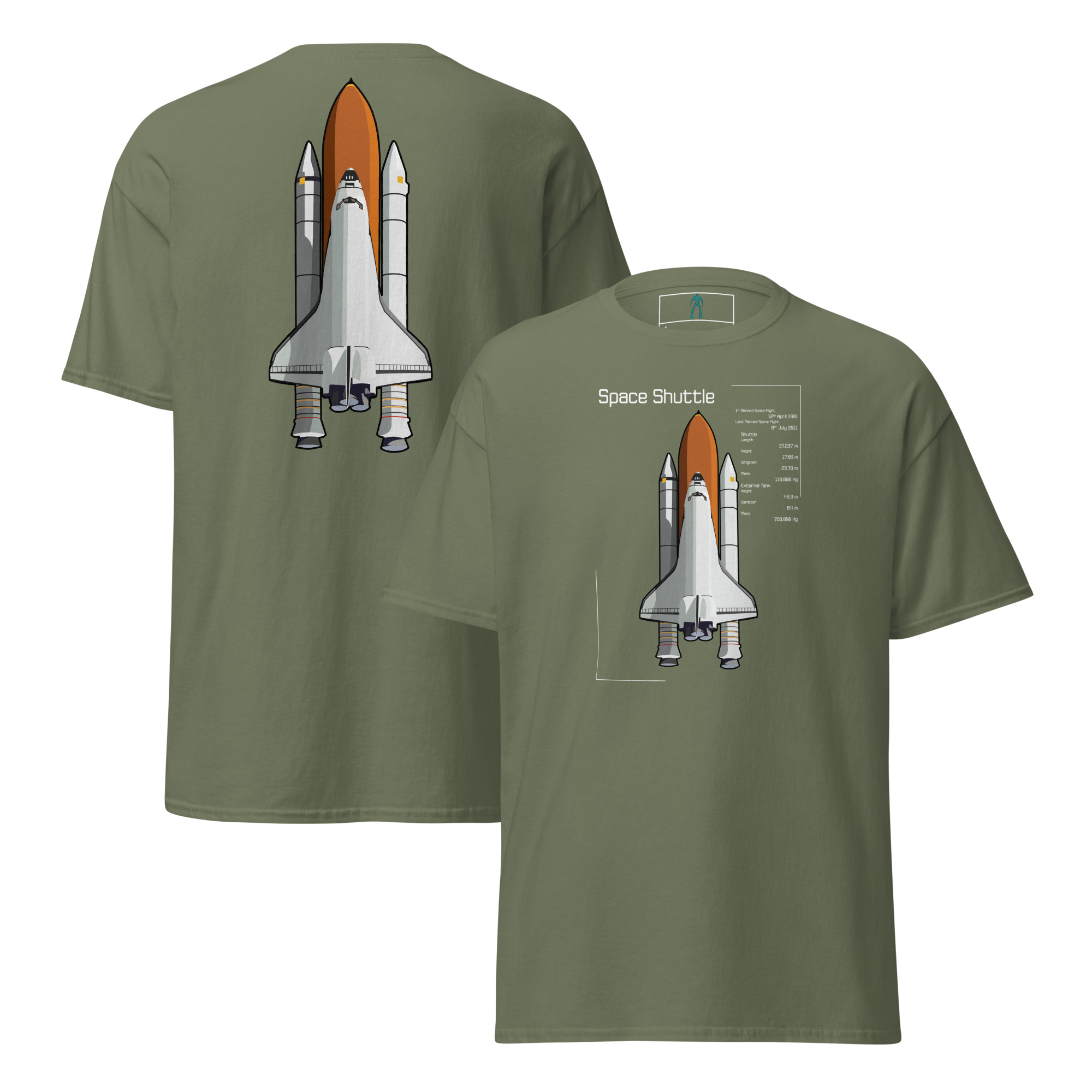 Space Shuttle Info T-Shirt DELUX Unisex - Image 12