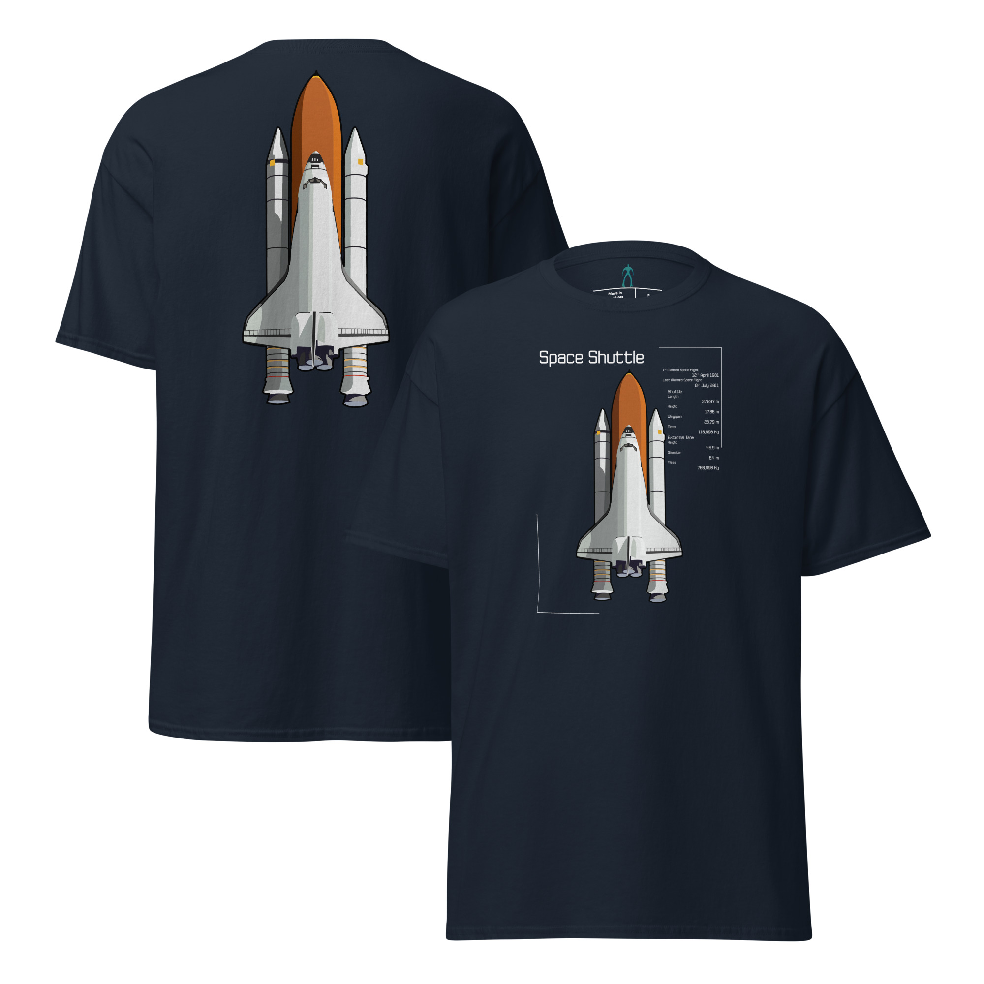 Space Shuttle Info T-Shirt DELUX Unisex