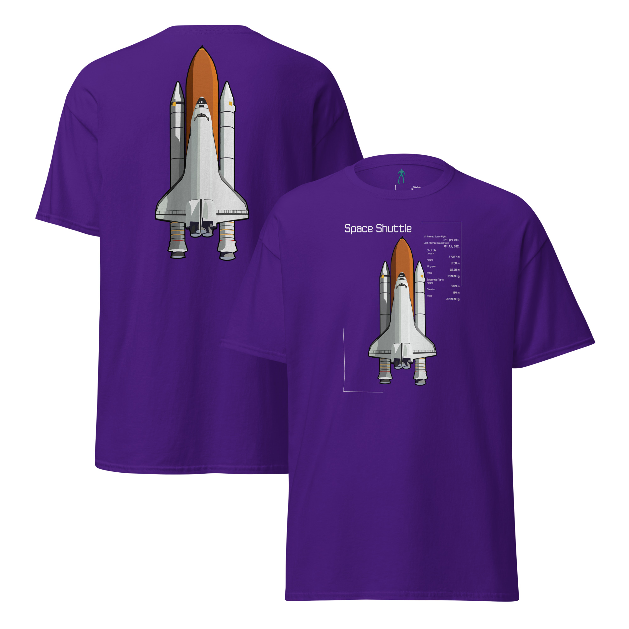 Space Shuttle Info T-Shirt DELUX Unisex - Image 3