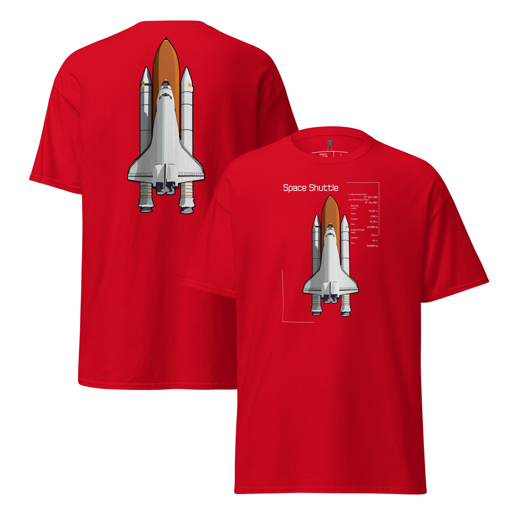Space Shuttle Info T-Shirt DELUX Unisex - Image 4